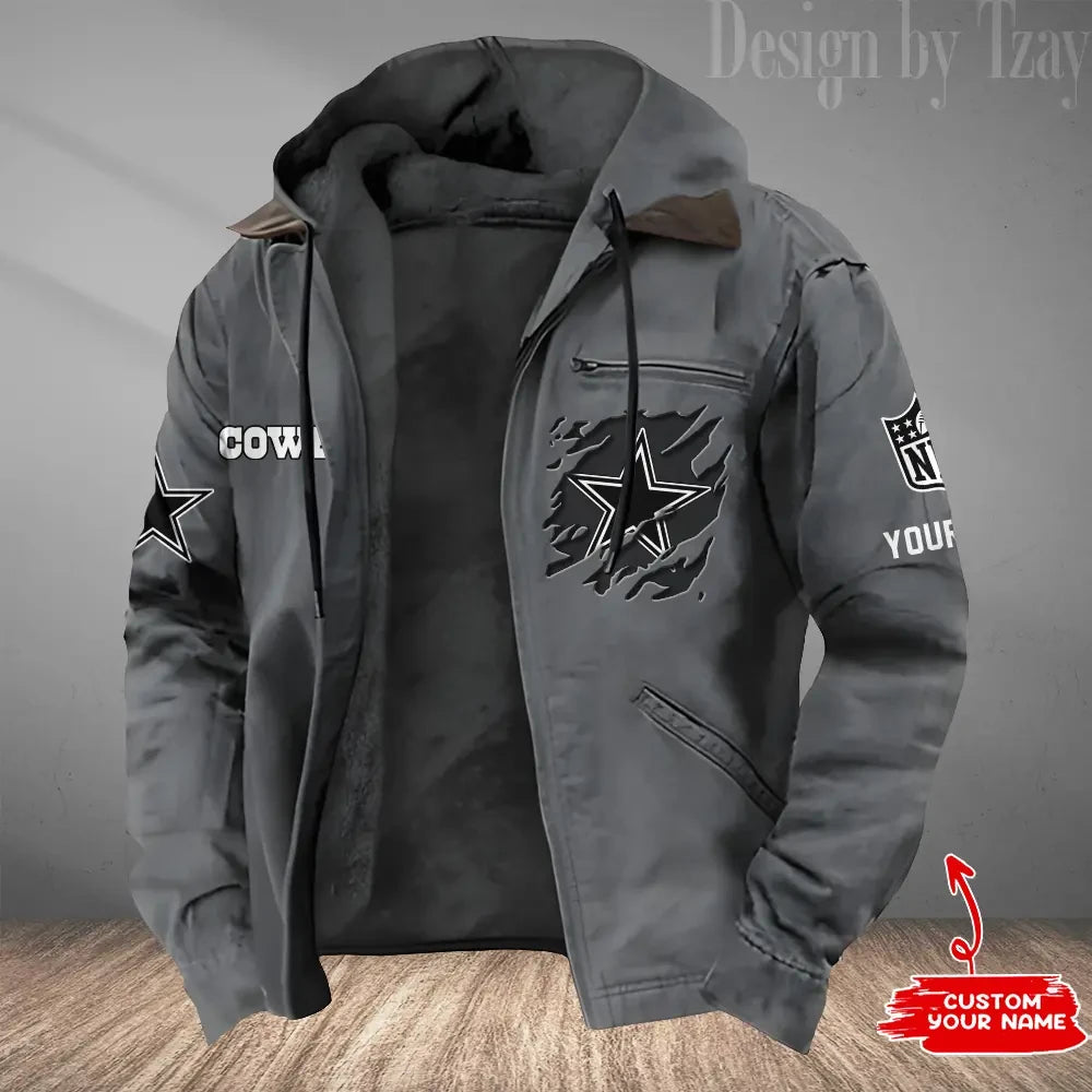 Dallas Cowboys Men's Casual Padded Jacket Hooded Trending 2026 SPTPJH042