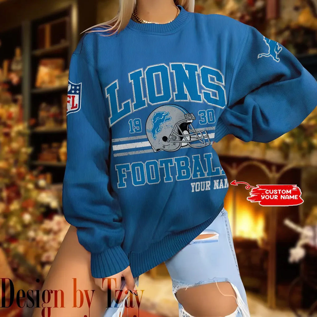 Detroit Lions Personalized Fashion Design New Woolen Sweater  BGSWT288
