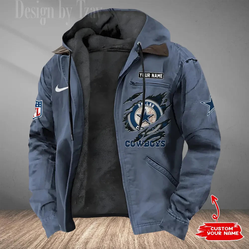 Dallas Cowboys Men's Casual Padded Jacket Hooded Trending 2026 SPTPJH170