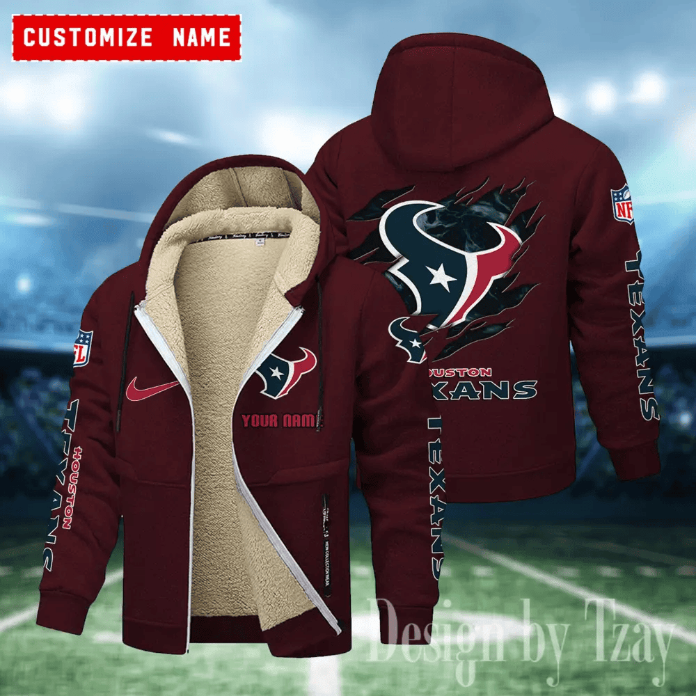 Houston Texans Hoodies Zip Velvet Coat ANZTZH078