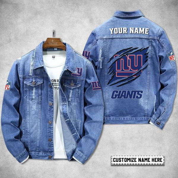 New York Giants Personalized Premium Denim Jacket S9DJ068