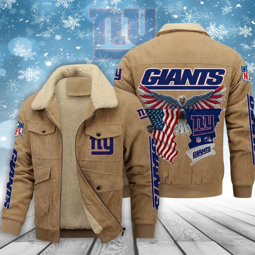 New York Giants VITCJ095 Men’s Thickened Corduroy Jacket