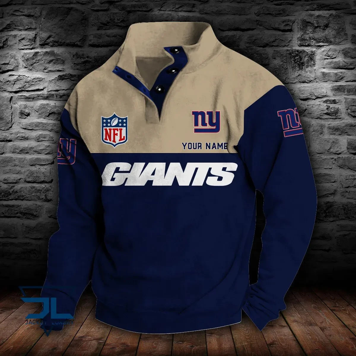 New York Giants Premium Stand-Collar Game-Day Pullover - Engineered Warmth & Personalized Name S9DBSCH024