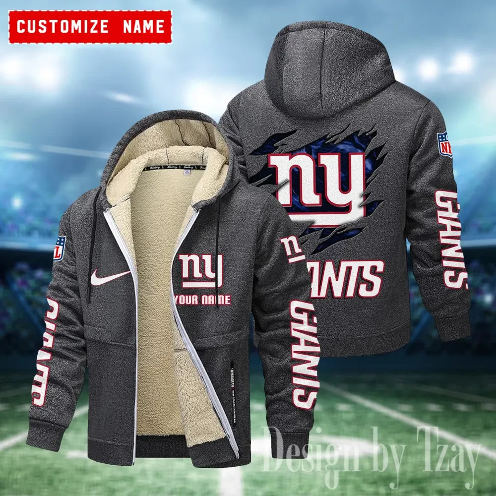 New York Giants Hoodies Zip Velvet Coat AANZTZH089