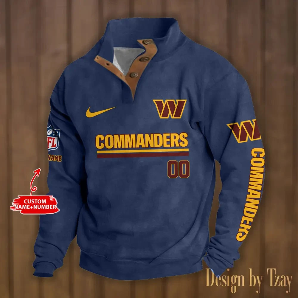 Washington Commanders Premium Stand-Collar Game-Day Pullover - Engineered Warmth & Personalized Name S9DBSCH096