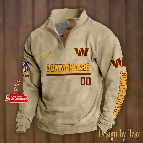 Washington Commanders Premium Stand-Collar Game-Day Pullover - Engineered Warmth & Personalized Name S9DBSCH096