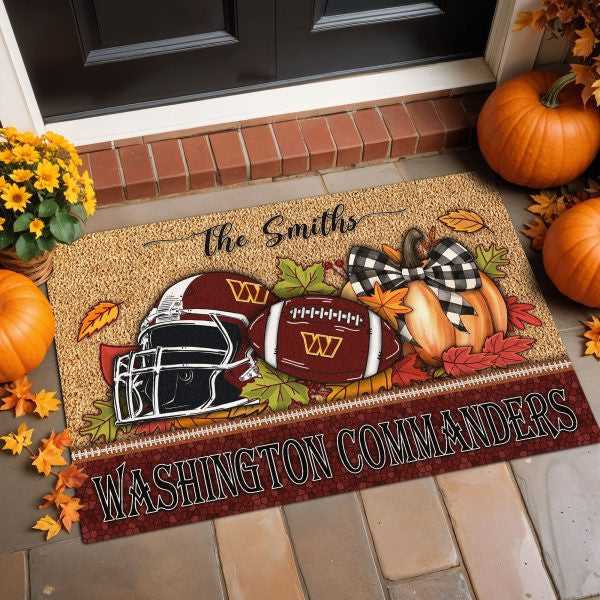 Washington Commanders Doormat Custom Your Family Name BGDMM691